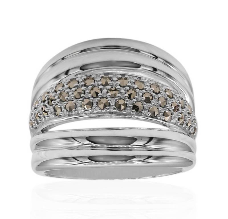 Cavill Silberring Cavill Markasit Ring, 0,44 ct, Sterling Silber, Pavé, braungrau (1-tlg) von Cavill