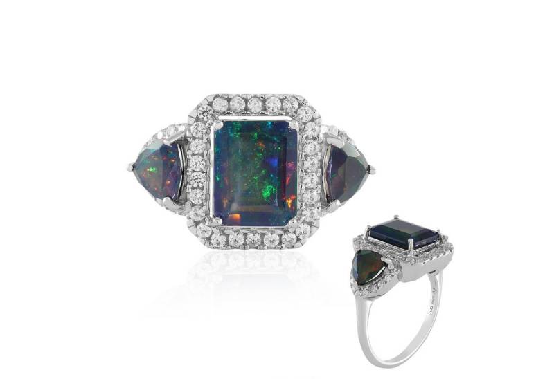 Cavill Silberring Cavill Opal Ring 3,24 ct Silber 925 platinierter Damen Echtschmuck (1-tlg) von Cavill