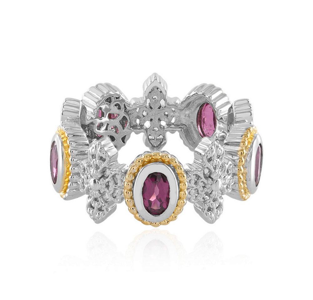 Cavill Silberring Cavill Rhodolith Ring Damen, 925 Silber mit Goldakzenten, Oval (1-tlg) von Cavill