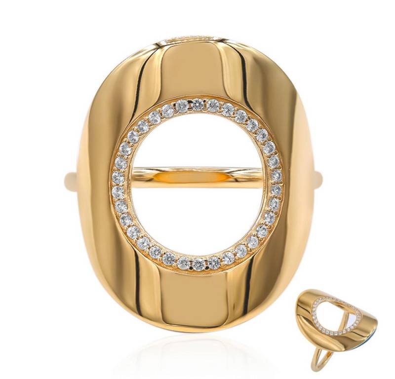 Cavill Silberring Cavill Ring 0,21 ct Zirkon, vergoldet, 925 Sterling Silber, oval (1-tlg) von Cavill