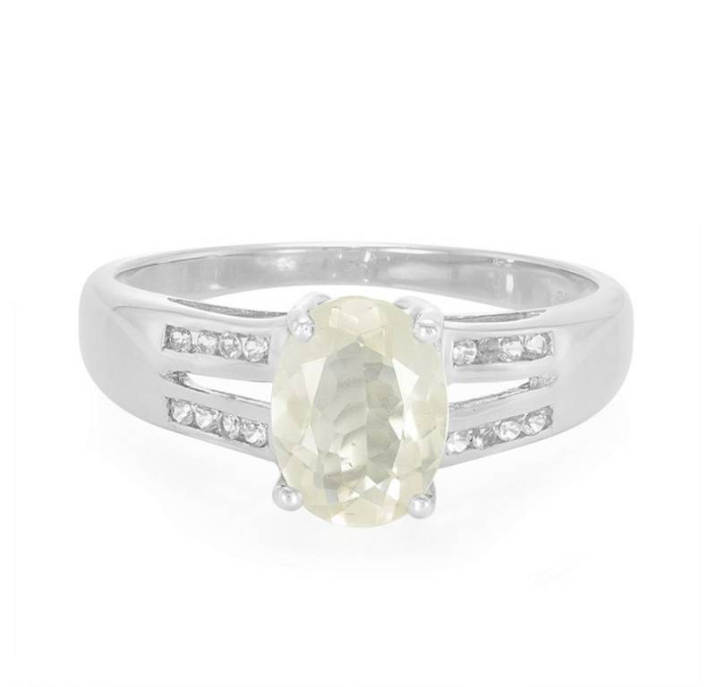 Cavill Silberring Cavill Ring 0,92 ct Orthoklas Oval, 16 weiße Topase, Silber 925 (1-tlg) von Cavill