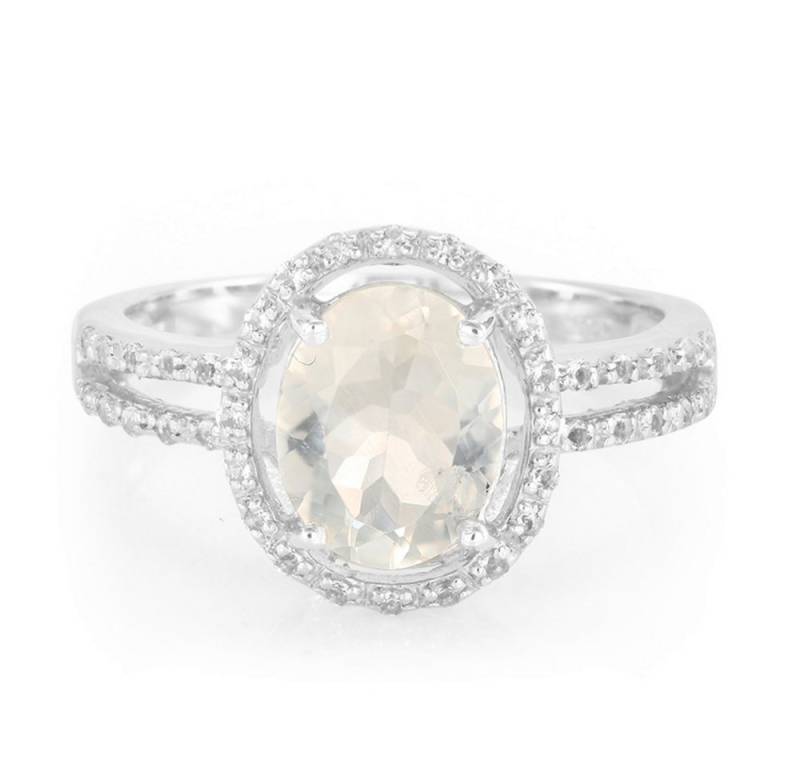 Cavill Silberring Cavill Ring 1,44 ct Orthoklas Oval, 0,21 ct weiße Topase, Silber (1-tlg) von Cavill