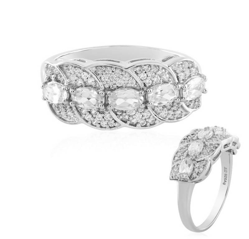 Cavill Silberring Cavill Ring 1,783 ct Zirkon, platinierter 925 Sterling, floral (1-tlg) von Cavill