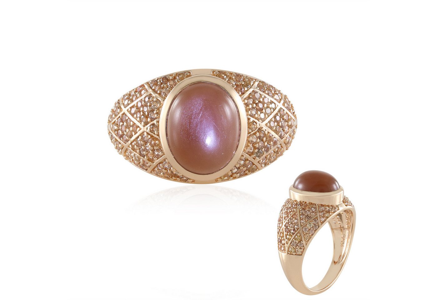 Cavill Silberring Cavill Ring 3,15 ct Mondstein rosévergoldet 925 Silber Echt (1-tlg) von Cavill