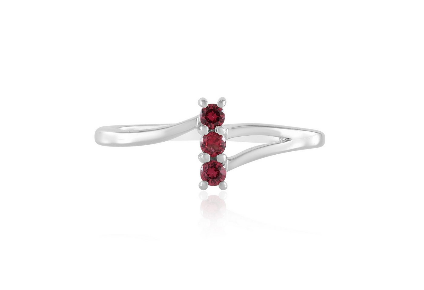 Cavill Silberring Cavill Ring 925er Silber platin, 3 rote Spinelle 0,13 ct, Damen (1-tlg) von Cavill