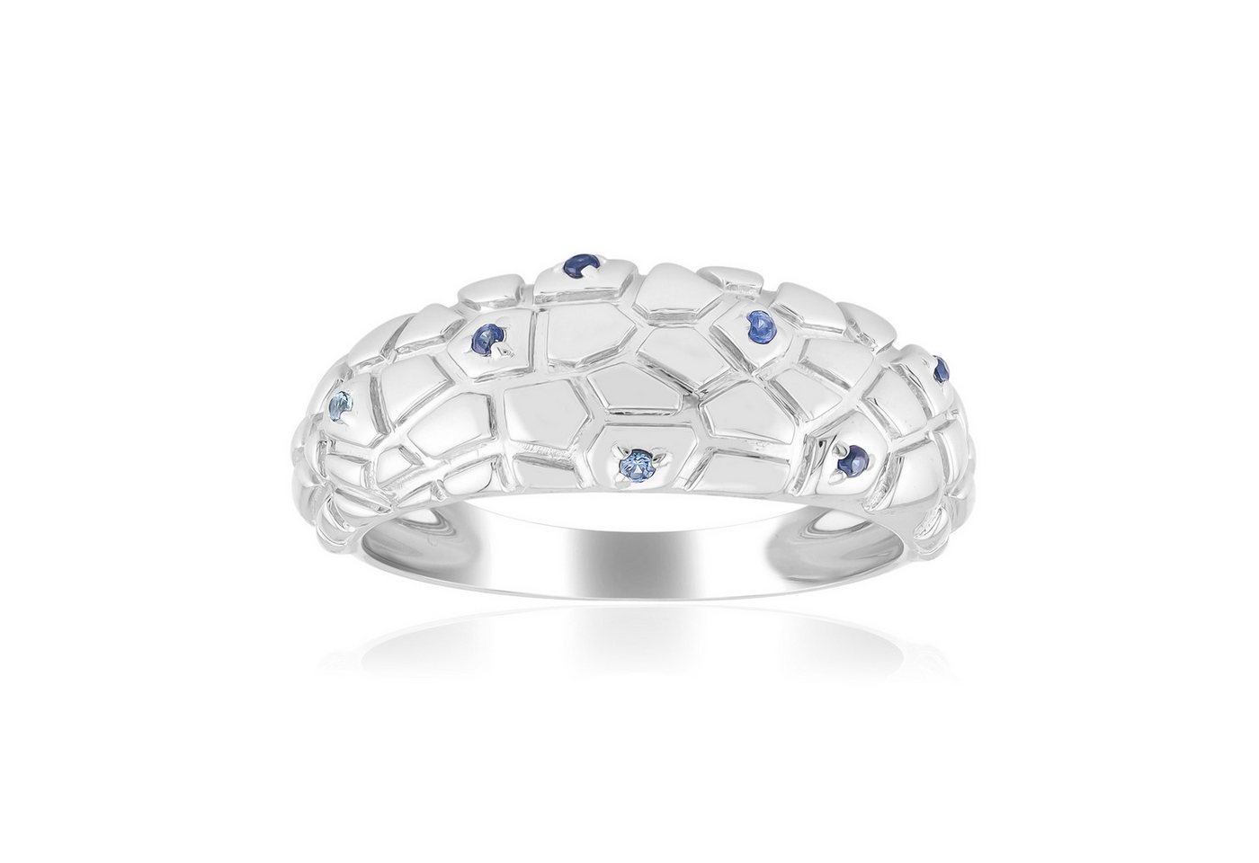 Cavill Silberring Cavill Ring Damen 925 Silber platinbeschichtet mit blauem Saphir (1-tlg) von Cavill