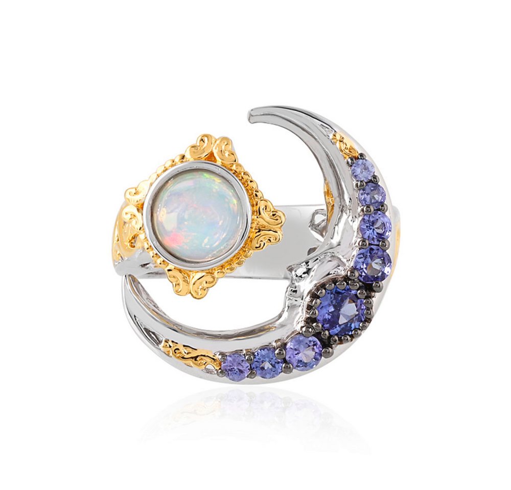 Cavill Silberring Cavill Ring Damen Sterlingsilber 0,78 ct Opal & Tansanit Mondform (1-tlg) von Cavill