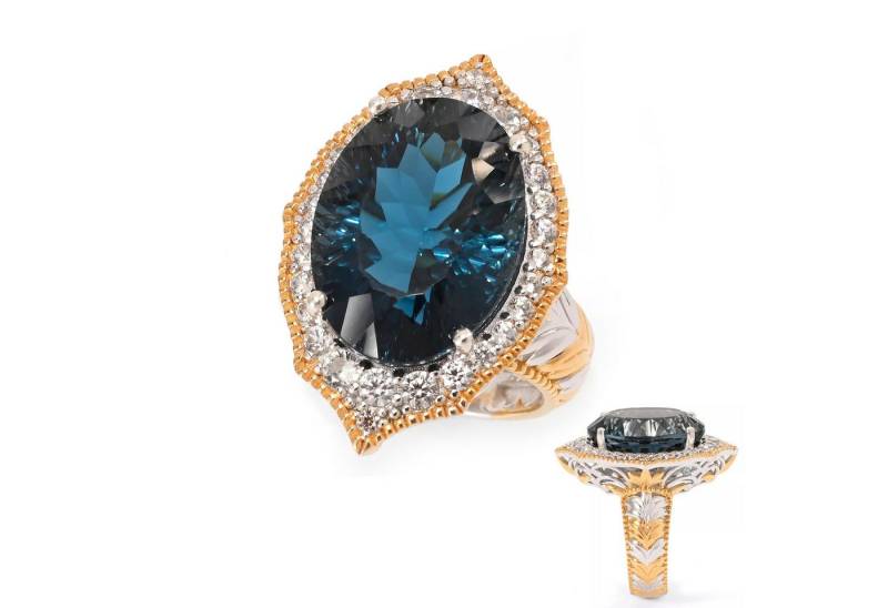 Cavill Silberring Cavill Ring Londonblauer Topas 16,2 ct in Silber mit Zirkonen (1-tlg) von Cavill