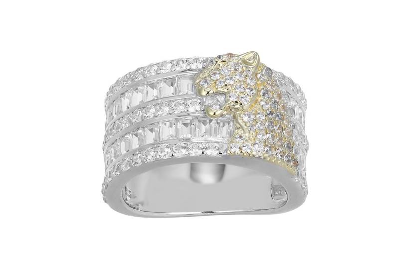 Cavill Silberring Cavill Ring Sterling Silber 3,81 ct Weißer Topas Panther Design (1-tlg) von Cavill