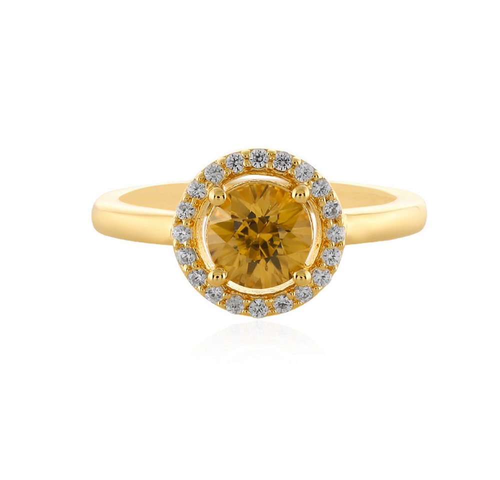 Cavill Silberring Cavill Ring Sterlingsilber, 1,13 ct gelber Zirkon, Halo-Design (1-tlg) von Cavill