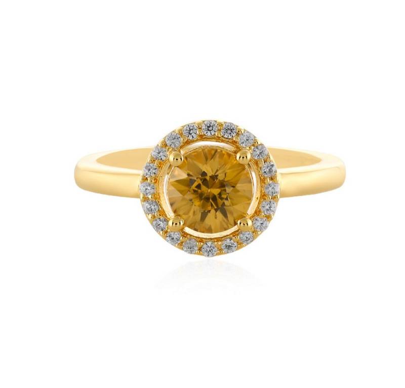 Cavill Silberring Cavill Ring Sterlingsilber, 1,13 ct gelber Zirkon, Halo-Design (1-tlg) von Cavill