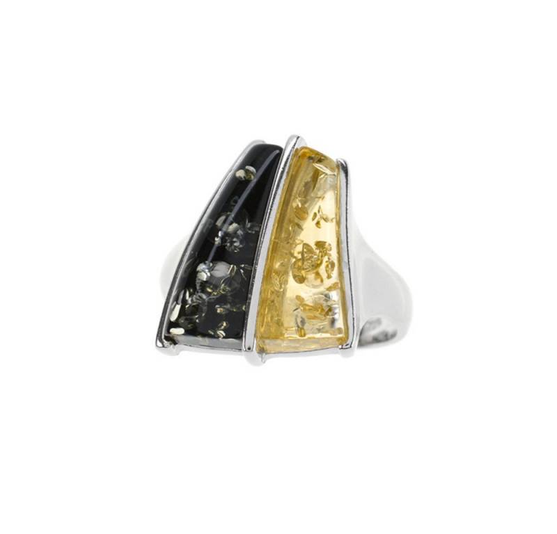 Cavill Silberring Cavill Ring Sterlingsilber 2,2 ct Bernstein Gelb-Schwarz Echtschmuck (1-tlg) von Cavill
