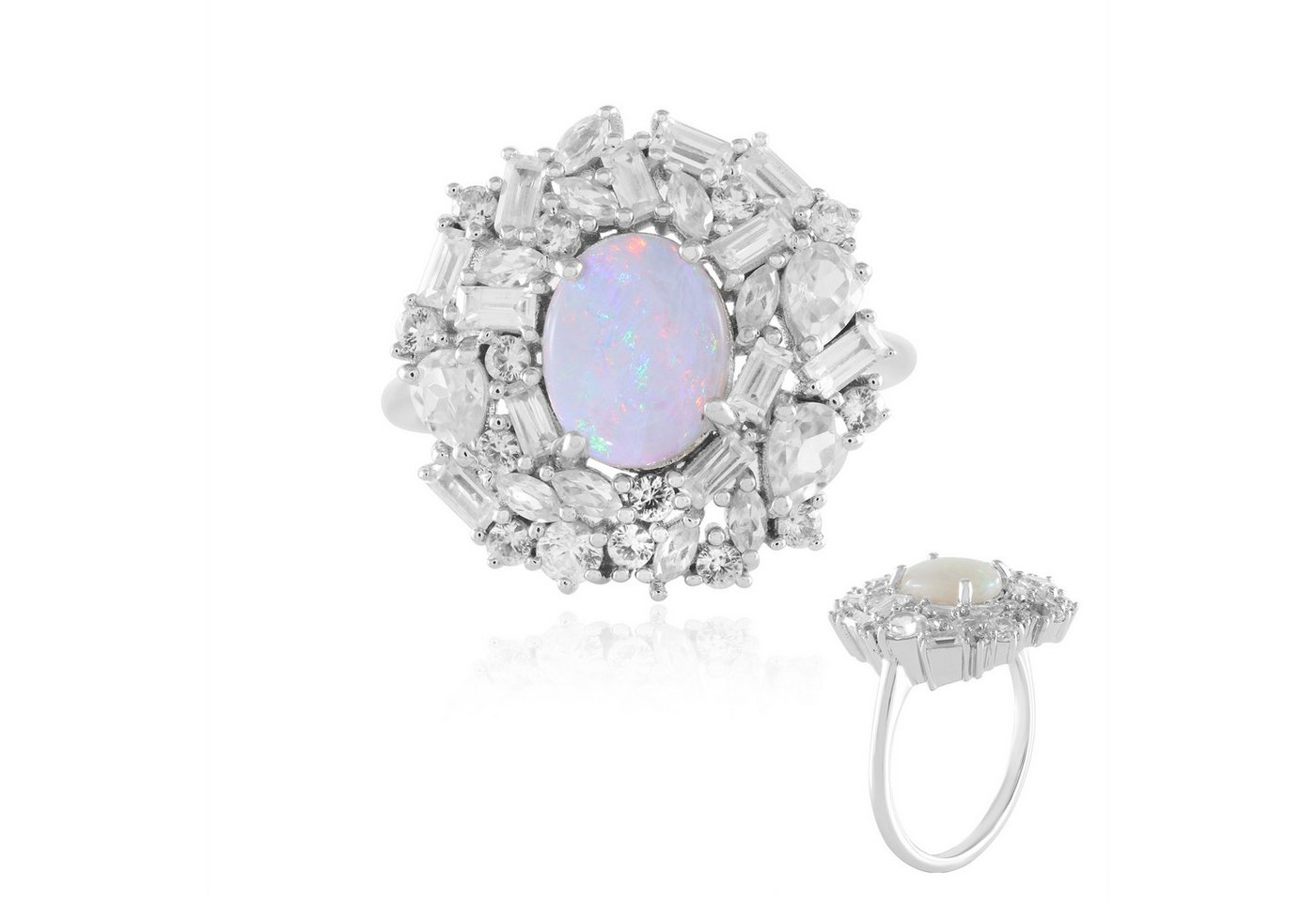 Cavill Silberring Cavill Ring Sterlingsilber mit 0,8 ct australischem Opal & Zirkonen (1-tlg) von Cavill