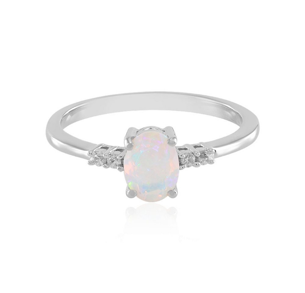 Cavill Silberring Cavill Ring Sterlingsilber platinplattiert 0,87 ct Opal Blau-Rosa (1-tlg) von Cavill