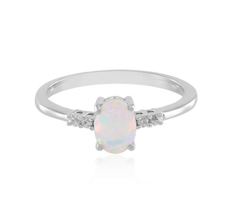 Cavill Silberring Cavill Ring Sterlingsilber platinplattiert 0,87 ct Opal Blau-Rosa (1-tlg) von Cavill