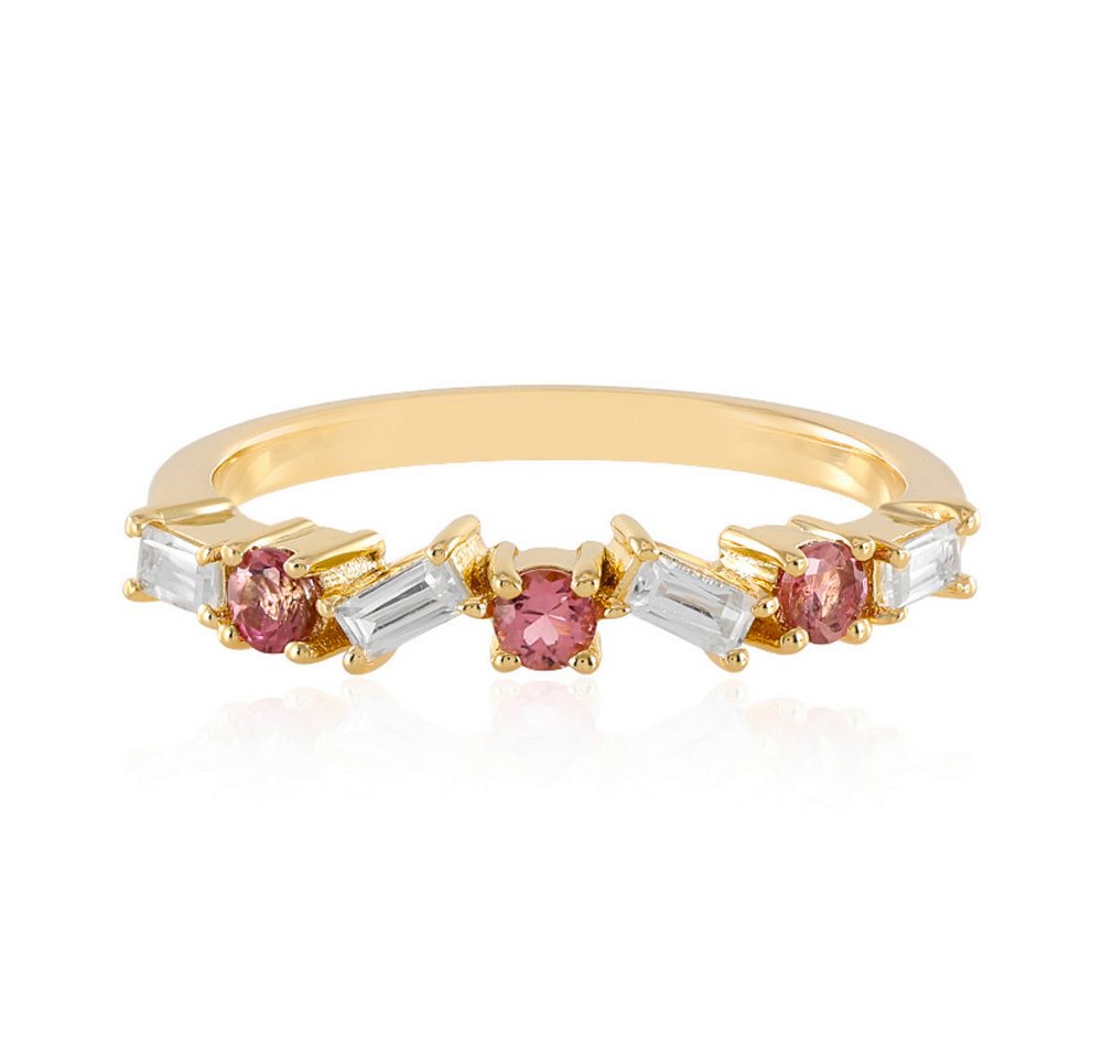 Cavill Silberring Cavill Ring Sterlingsilber vergoldet, 0,88 ct rosa Turmalin & Zirkone (1-tlg) von Cavill