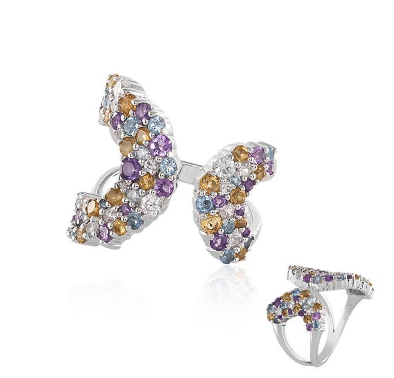 Cavill Silberring Cavill Ring aus 925er Silber, 2,48 ct Multicolor Steine, Schmetterling (1-tlg) von Cavill