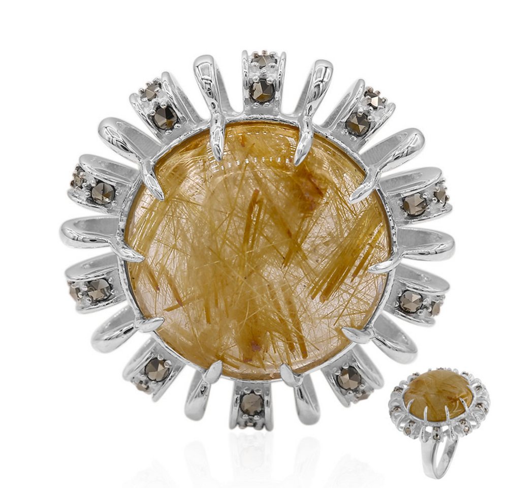Cavill Silberring Cavill Silberring 8,6 ct Rutilquarz, 30 Markasitsteine, 925 Silber (1-tlg) von Cavill