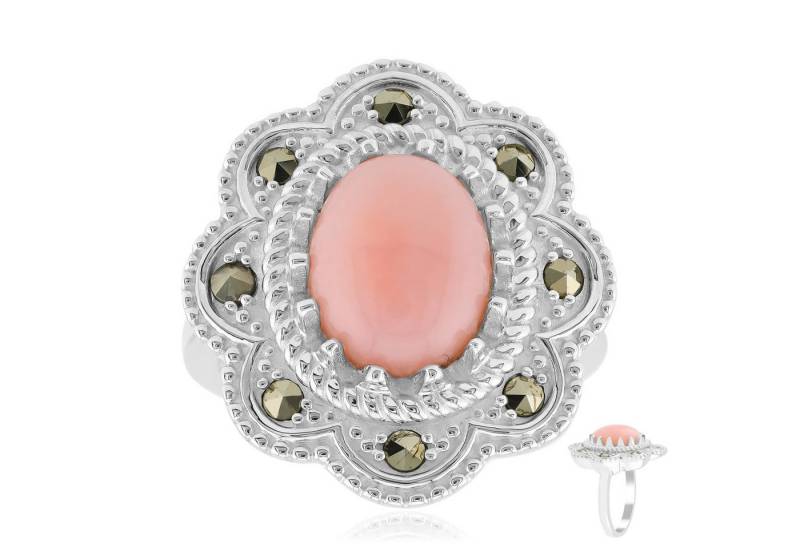 Cavill Silberring Cavill Silberring mit 1,9 ct rosa Opal und Markasit Damen Schmuck (1-tlg) von Cavill