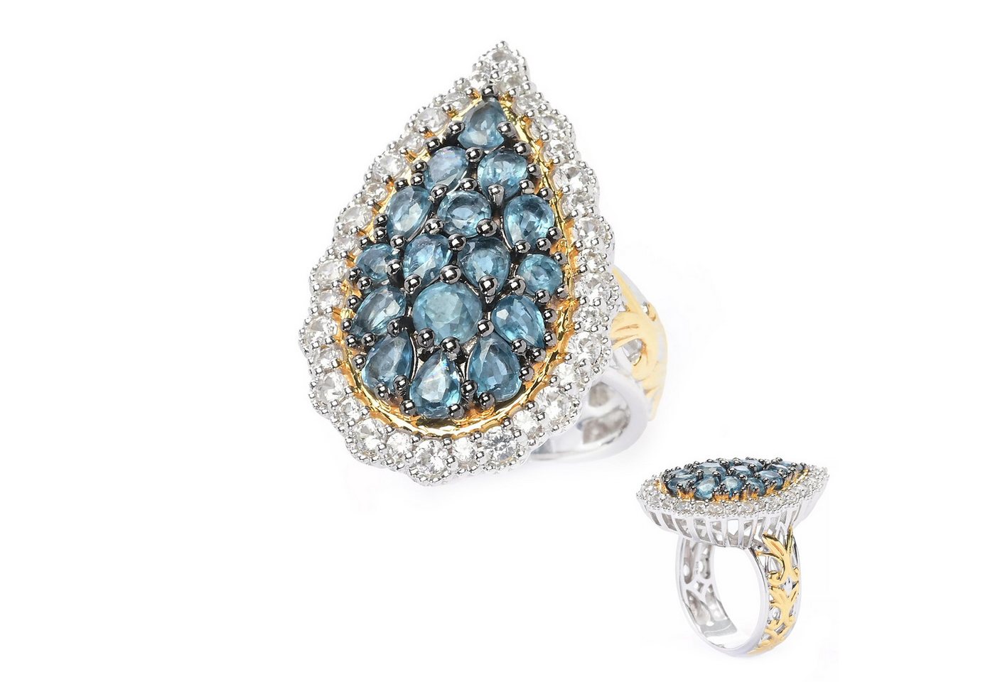 Cavill Silberring Cavill Silberring mit petrolblauem Kyanit 4,2 ct Tropfenschliff (1-tlg) von Cavill