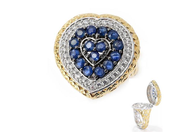 Cavill Silberring Cavill Sterlingsilber Ring Herz mit 2,16 ct blauen Saphiren & Zirkonen (1-tlg) von Cavill