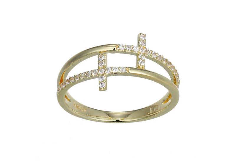 Cavill Silberring Cavill Zirkonring Damen 0,18 ct Stirling Silber Gold Kreuz Design (1-tlg) von Cavill