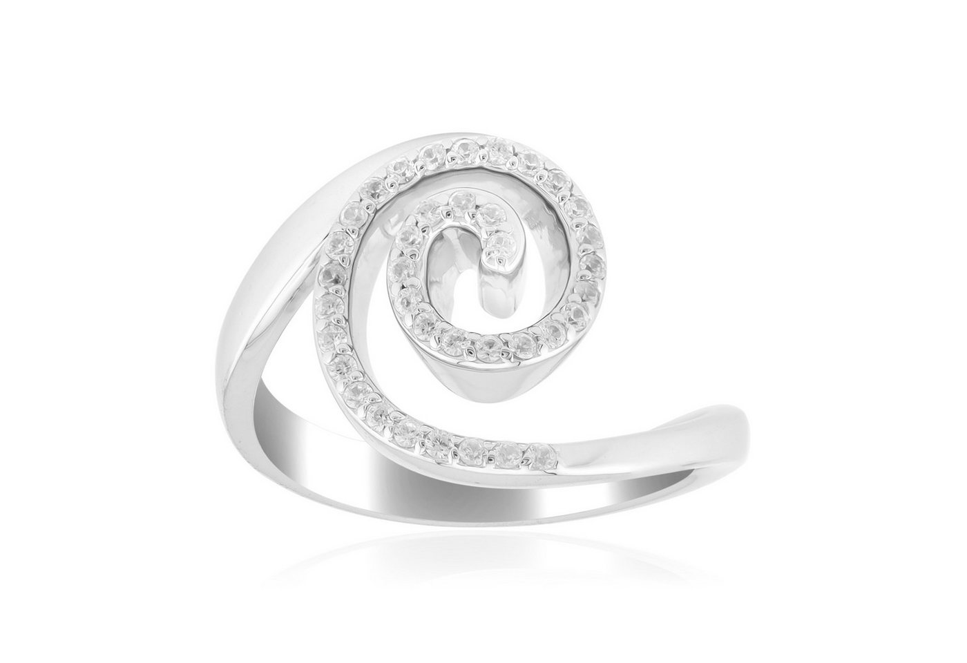 Cavill Silberring Cavill Zirkonring Damen 0,23 ct Spiralenring Sterlingsilber platinpl. (1-tlg) von Cavill