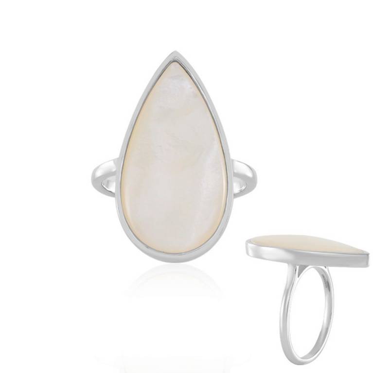 Cavill Solitärring Cavill Perlmutt Tropfenring 925er Silber mit Platinbeschichtung Weiß (1-tlg) von Cavill