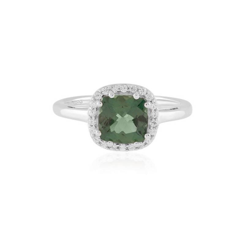 Cavill Silberring Chrom-Apatit Ring 1,35 ct mit Zirkon Halo, 925 Silber Damen (1-tlg) von Cavill