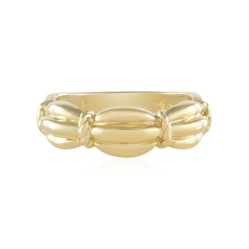 Cavill Silberring Damen Gold – Vergoldeter 925er Silber Ring im Kettendesign, chunky Statement Ring, polierte Oberfläche, modernes Schmuckstück, in verschiedenen Größen von Cavill