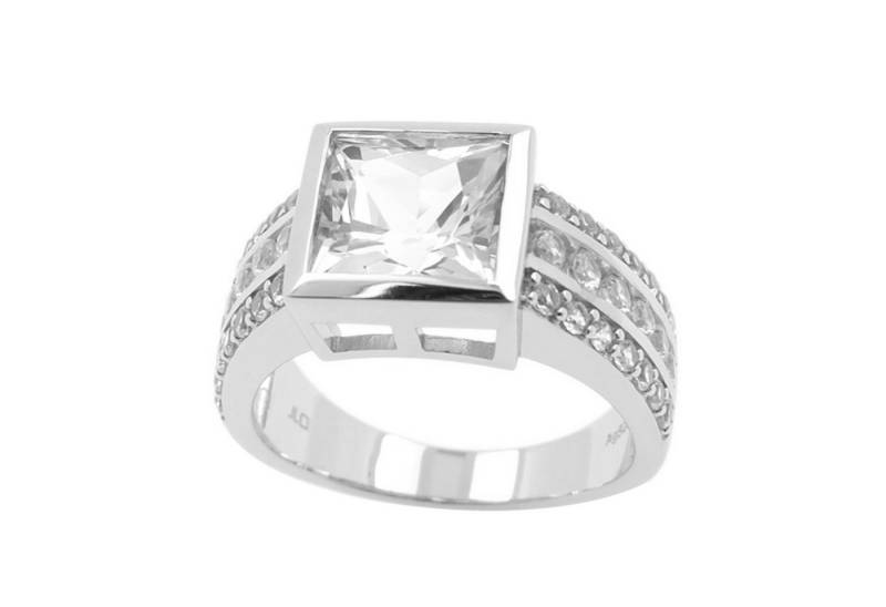 Cavill Silberring Danburit Ring 2,43 ct Prinzessschliff mit 40 Zirkonen, Silber 925 (1-tlg) von Cavill