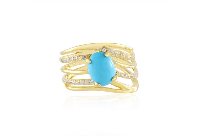 Cavill Silberring Cavill Ring Sterlingsilber mit 1,336 ct Türkis, Zirkone Pavé (1-tlg) von Cavill