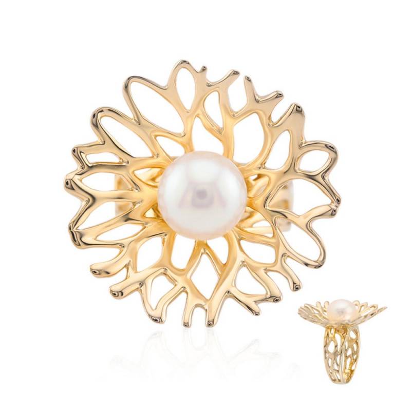 Cavill Perlenring Cavill Ring mit 9 mm weißer Süßwasserperle, vergoldetes 925er Silber (1-tlg) von Cavill