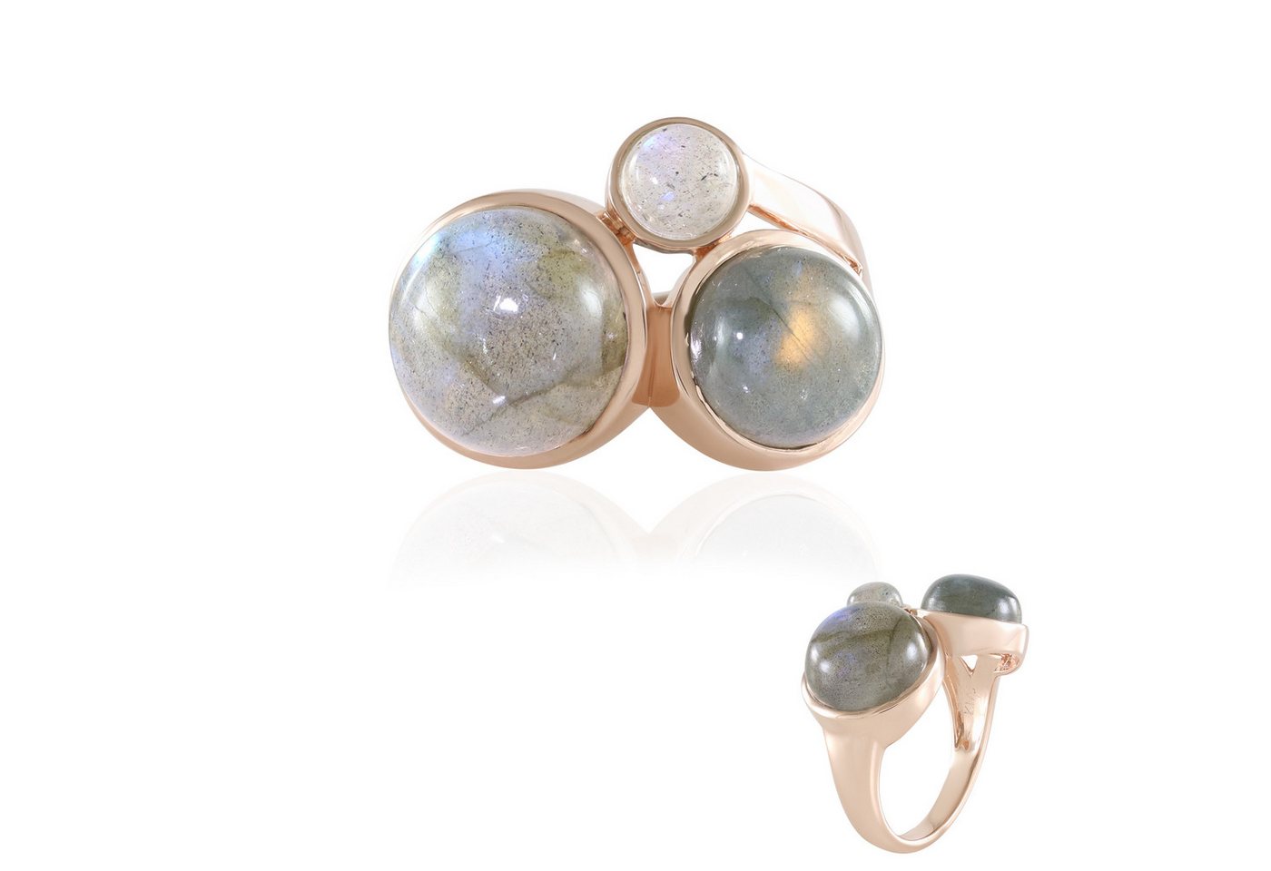 Cavill Silberring Cavill Ring Labradorit 8,6 ct Sterlingsilber rosévergoldet Damen (1-tlg) von Cavill