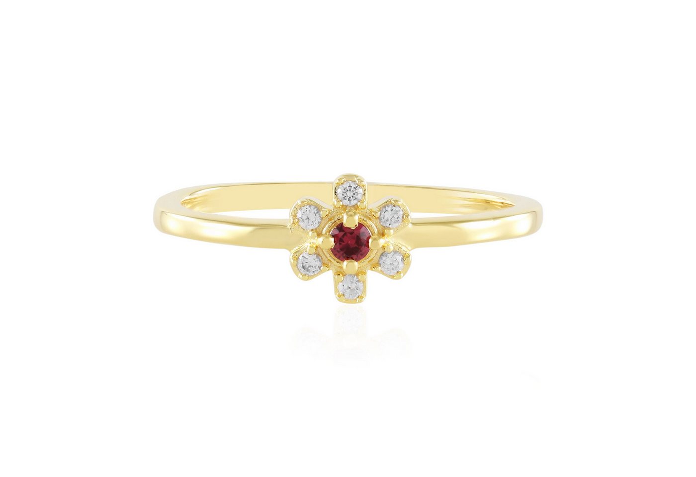 Cavill Silberring Cavill Ring 0,044 ct Spinell, 0,089 ct Zirkon, vergoldet, floral (1-tlg) von Cavill