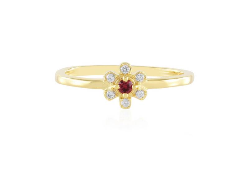 Cavill Silberring Cavill Ring 0,044 ct Spinell, 0,089 ct Zirkon, vergoldet, floral (1-tlg) von Cavill