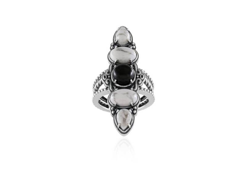 Cavill Silberring Cavill Ring Sterling Silber 4,86 ct Howlith & Onyx Boho Chic (1-tlg) von Cavill