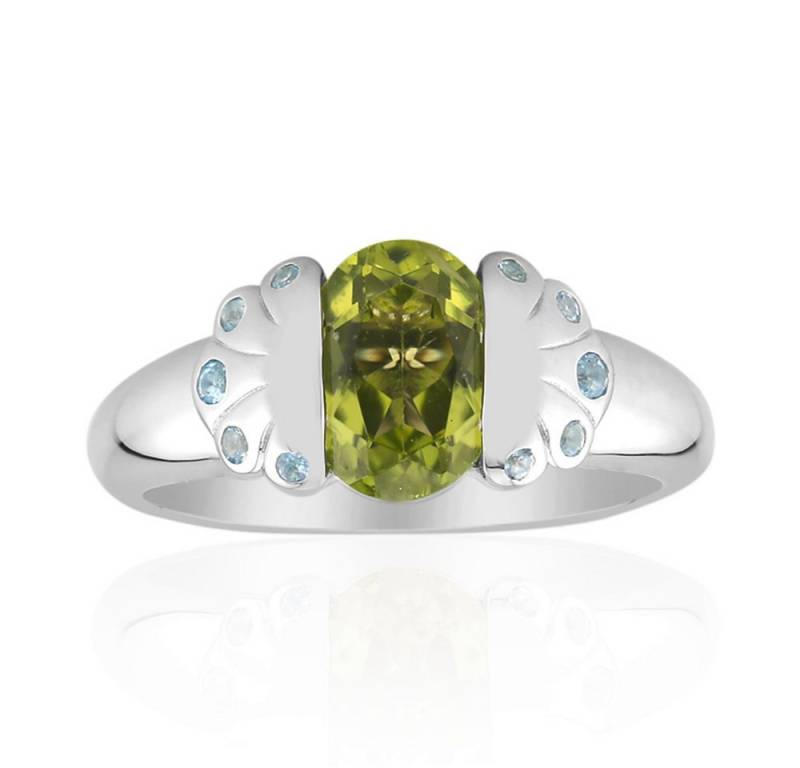 Cavill Silberring Cavill Ring Silber 1,17 ct Peridot & Swiss Topas Ovalschliff Damen (1-tlg) von Cavill