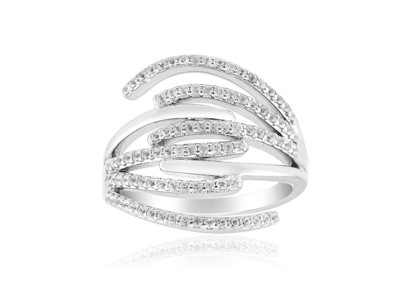 Cavill Silberring Cavill Ring 0,586 ct Zirkon, 925 Sterling Silber, Wellen-Design Damen (1-tlg) von Cavill