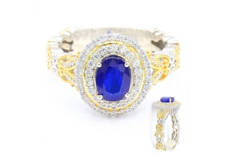 Cavill Silberring Cavill Ring 1,44 ct Kobaltblauer Spinell, 48 Zirkone, 925 Silber (1-tlg) von Cavill