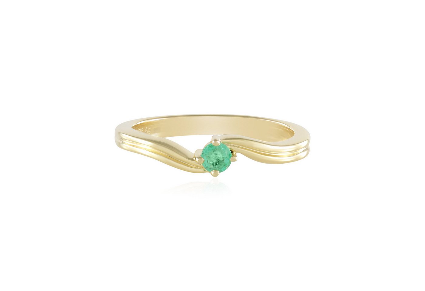 Cavill Solitärring Cavill eleganter Ring 0,117 ct Smaragd Sterlingsilber vergoldet (1-tlg) von Cavill