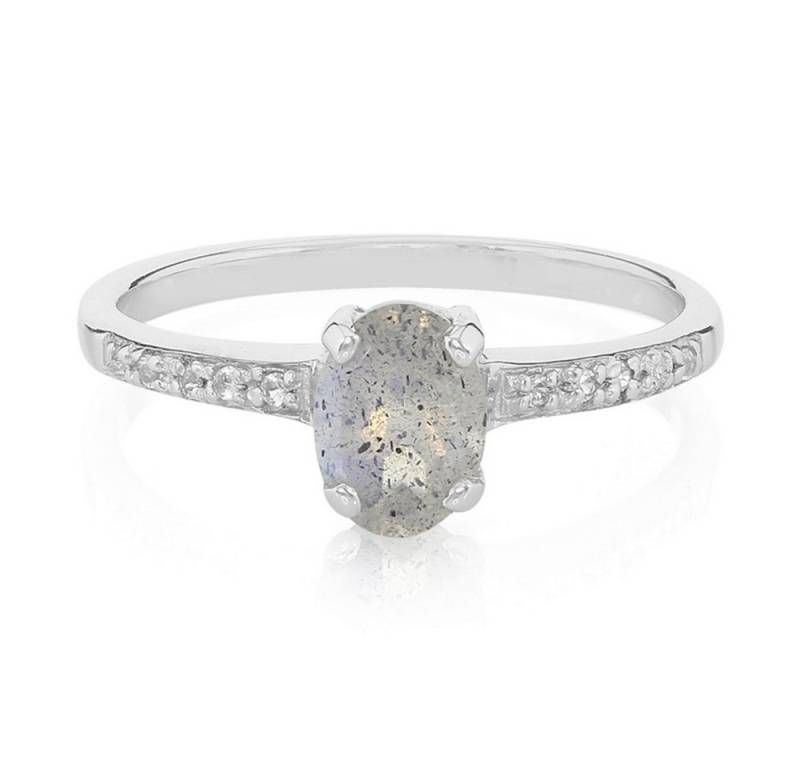 Cavill Silberring Cavill Labradorit Ring 0,72 ct Oval Silber mit weißen Topasen Damen (1-tlg) von Cavill