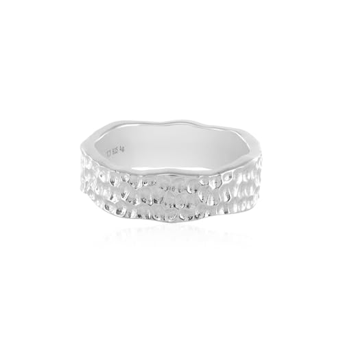 Cavill Silberring MONOSONO COLLECTION 925 Sterling Silber platiniert, modernes Design mit strukturierter Oberfläche, markanter breiter Ring 21x21 mm, vielseitiger eleganter Schmuck von Cavill