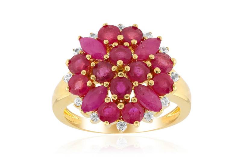 Cavill Silberring Cavill Rubinring 2,98 ct, florale Blüte, vergoldet, 925 Silber (1-tlg) von Cavill