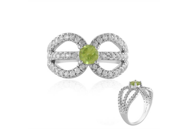 Cavill Silberring Cavill Ring Sterlingsilber 0,43 ct grüner Sphen, 62 Zirkone platiert (1-tlg) von Cavill