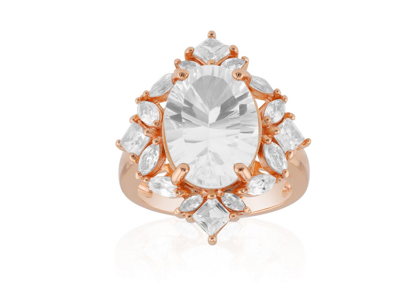 Cavill Silberring Cavill Weißer Topas Ring 7,7 ct, rosévergoldet, Sterling Silber (1-tlg) von Cavill