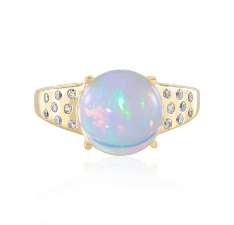 Cavill Silberring Cavill Ring mit 3,21 ct Welo Opal, 16 Zirkone, 925er Goldplattiert (1-tlg) von Cavill