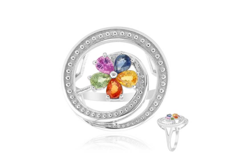 Cavill Silberring Cavill Silberring 5 Tropfen Saphire 0,75 ct florales Design Damen (1-tlg) von Cavill