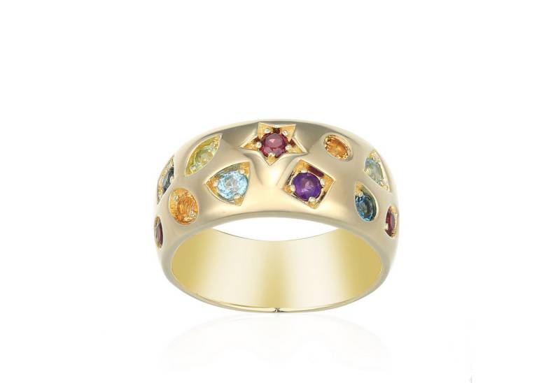 Cavill Silberring Vergoldeter Sterlingsilberring mit 0,6 ct Rhodolith, Topas Damen (1-tlg) von Cavill