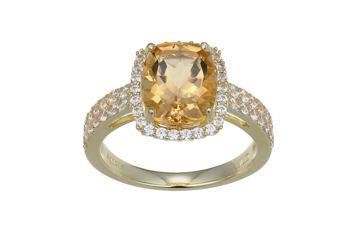 Cavill Silberring Ring Sterlingsilber 1,93 ct Citrin Zirkon Pavé Vermeil Gr. 17-19 (1-tlg) von Cavill